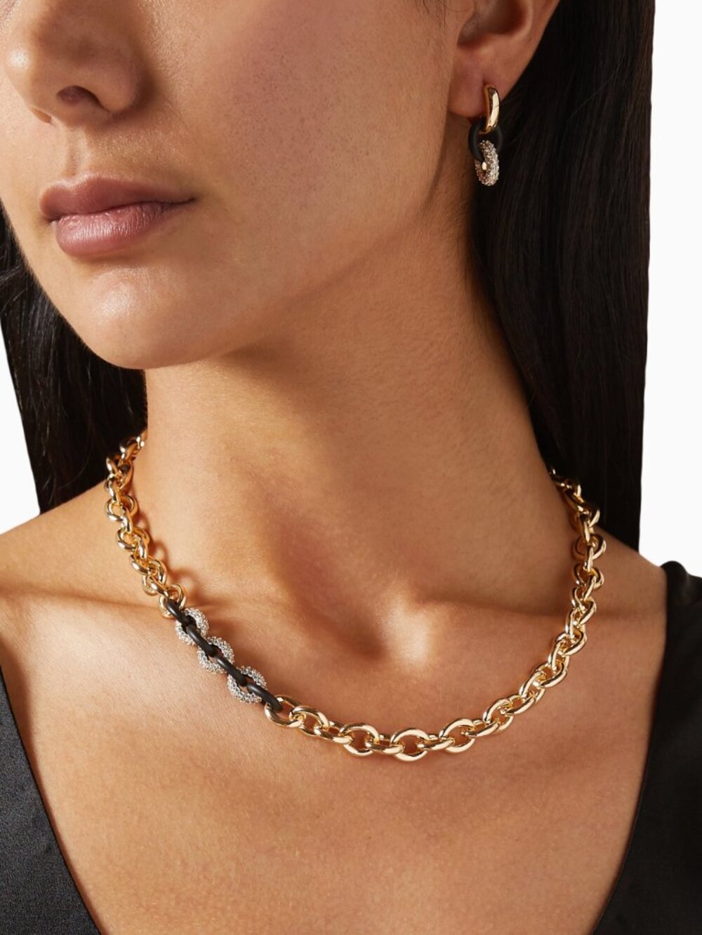 ROXANNE ASSOULIN TOUCH OF MIDNIGHT LINK NECKLACE - Gold & Black